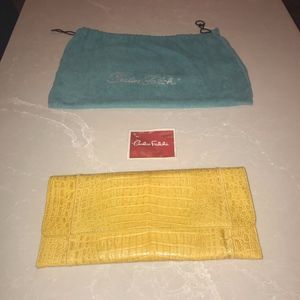 Carlos Falchi Crocodile Envelope Chain Clutch